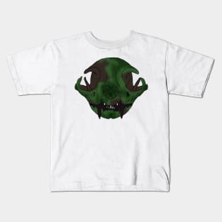 Cat Skull Algae Covered Kids T-Shirt